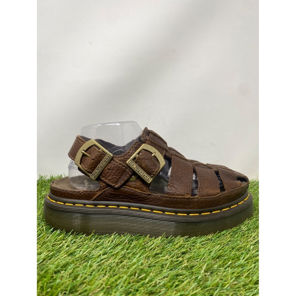 Dr. Martens Archive Fisherman Sandals Women 9 Brown Leather Buckle Platform Cage
